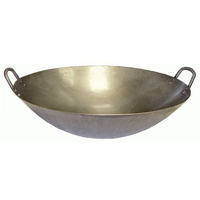 Double handle carbon steel iron wok - hand hammered