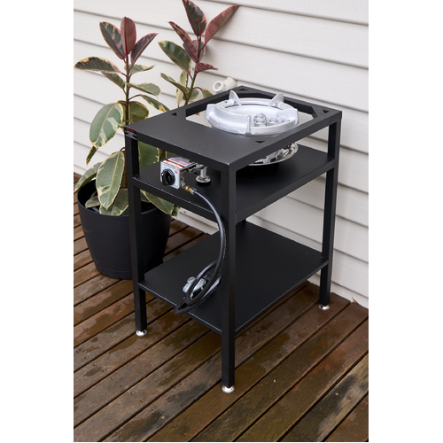 Bundle Buy - 12 Head Mushroom Burner LP Gas and tall steel frame table and vinyl cover