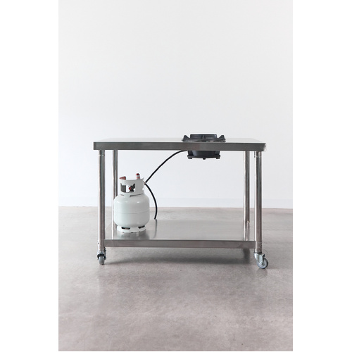 Stainless steel bench and high pressure burner bundle